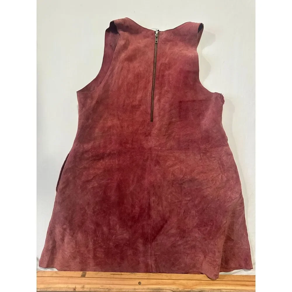 Free People Retro Love Suede Shift Dress Mauve Pink Sleevless Pockets Medium